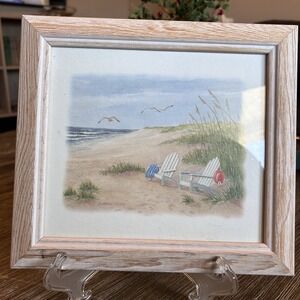 Watercolor Framed Print BARBARA FLERI Beach Oceanfront Seaside 10" x 9"